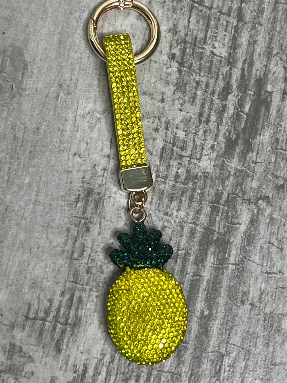 Sparkling Pineapple Keychain Wristlet - Yellow & Green